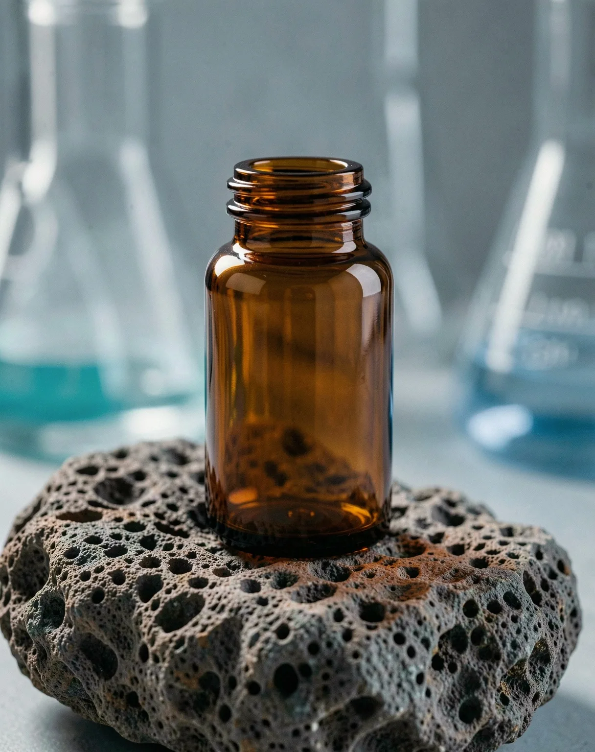 Premium glass supplement vial representing architectural precision