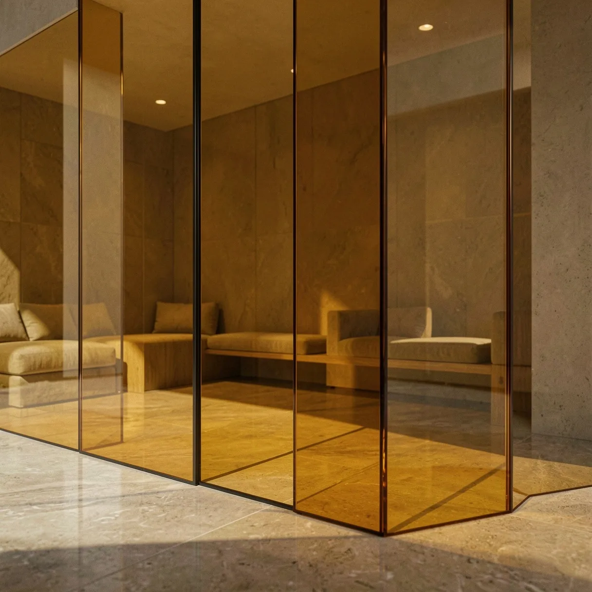 Privacy and protection visualized through architectural dark glass